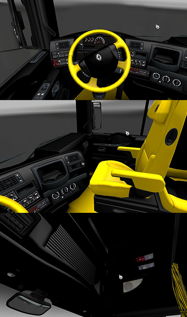 Renault Magnum Black and Yellow Interior