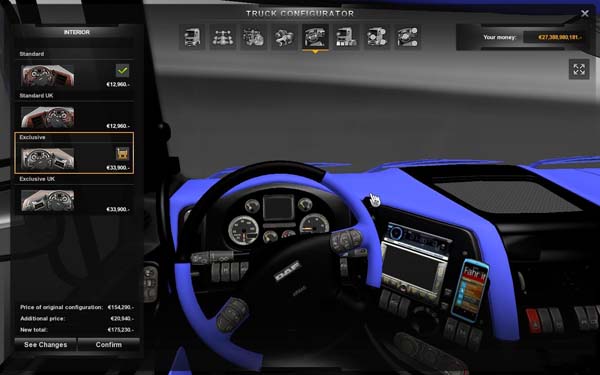 Black and Blue Interior for DAF Truck