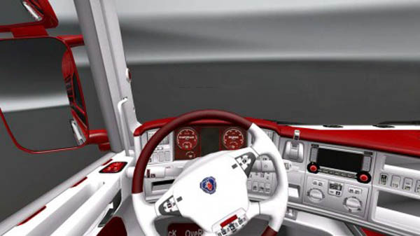Scania Red White Interior