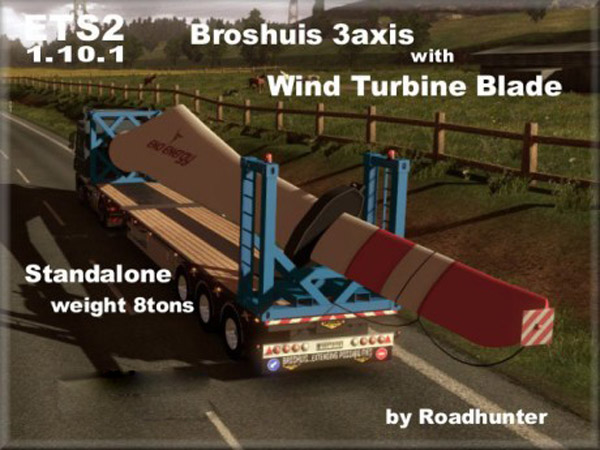Broshuis 3 axis Trailer with Wind Turbine Blade