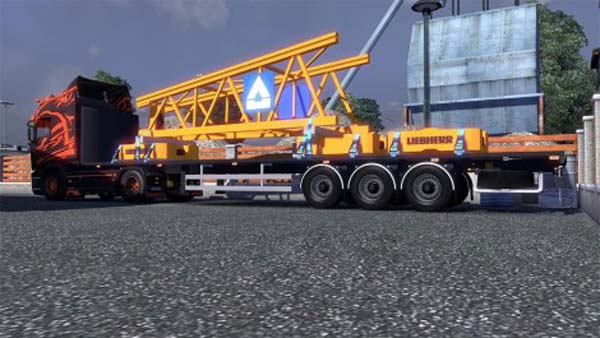 Flatbed with crane element