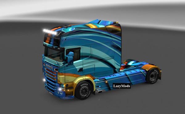 Scania RJL Abstract Blue Glossy Skin