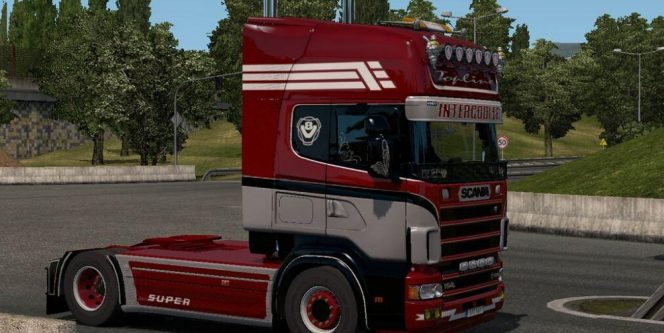 Red Old School Lady Skin for scania RJL R4 - ETS2planet.net